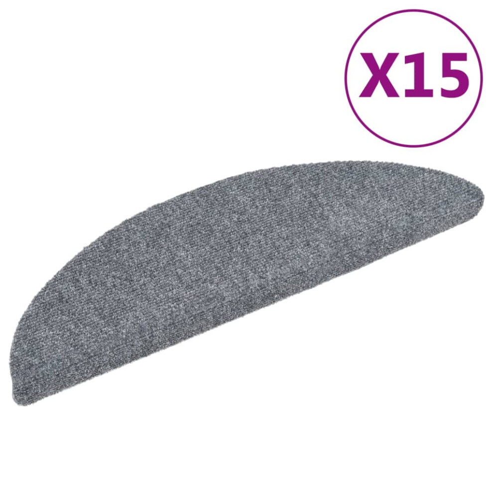 vidaXL 15x Self-adhesive Stair Mats Needle Punch 56x17x3 cm Light Grey Rugs