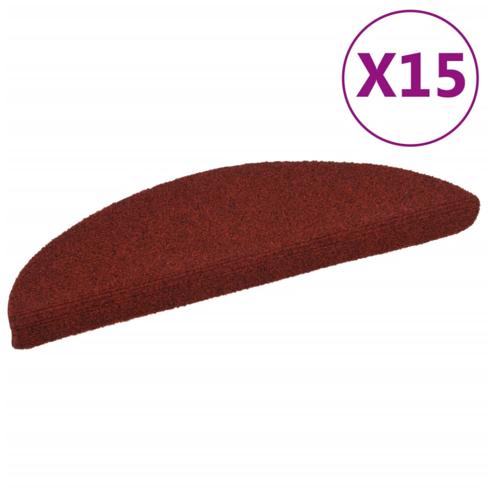 Vidaxl 15X Self-Adhesive Stair Mats Needle Punch 56X17x3cm Red Tread Rugs