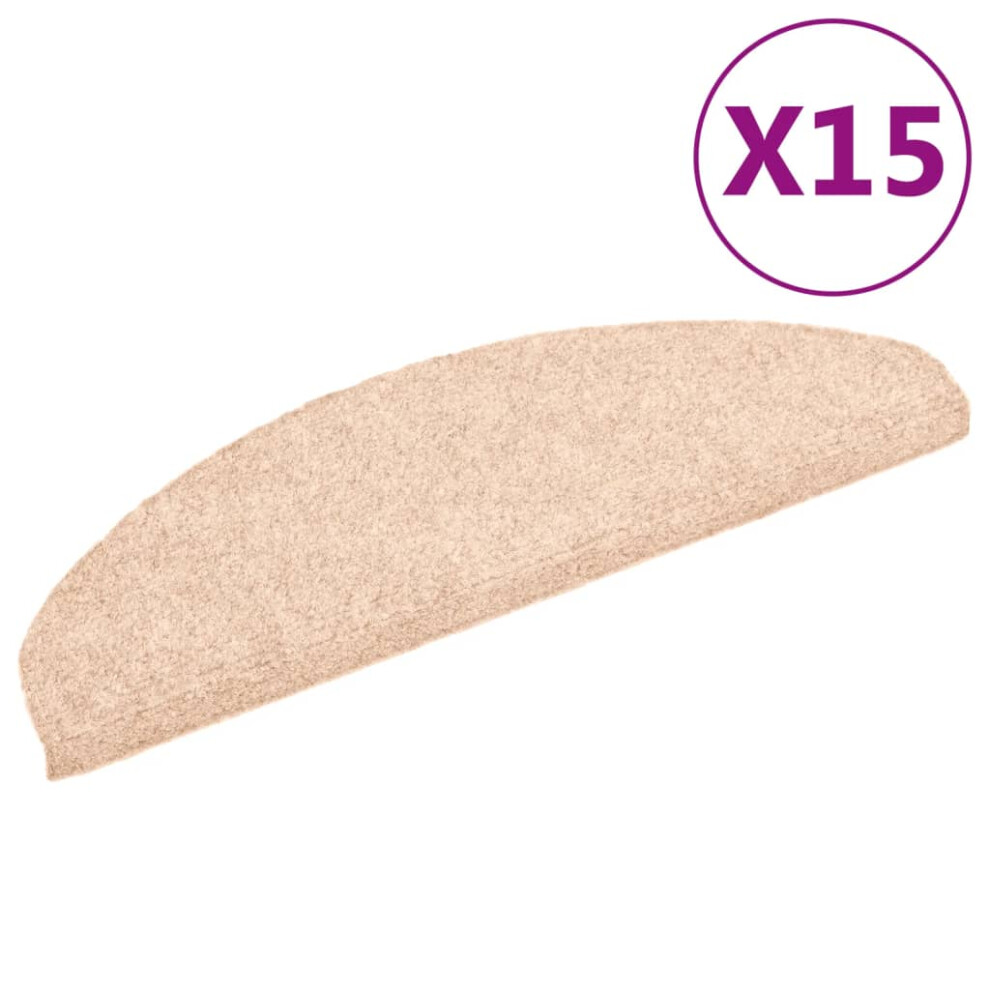 Vidaxl 15 Pcs Self-Adhesive Stair Mats Needle Punch 65X21x4 Cm Stair Tread Cream