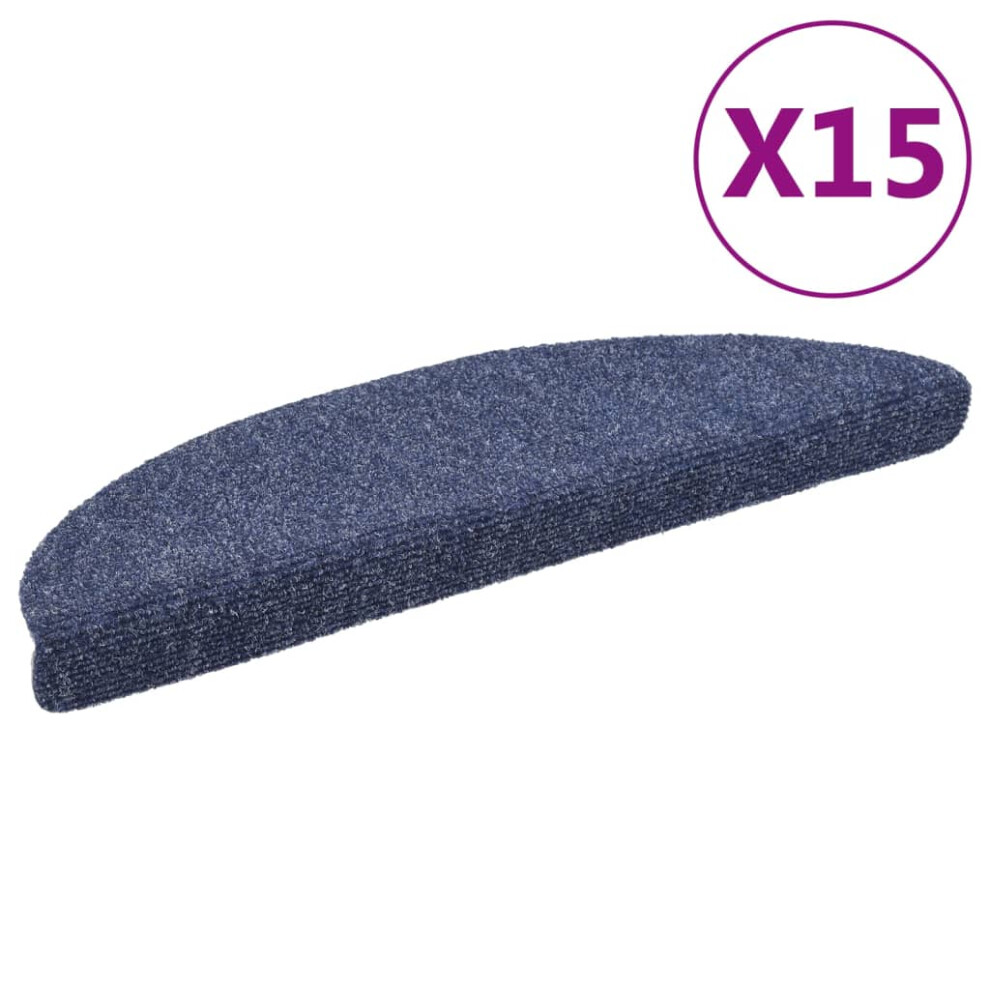 vidaXL 15 pcs Self-adhesive Stair Mats Needle Punch 56x17x3 cm Blue