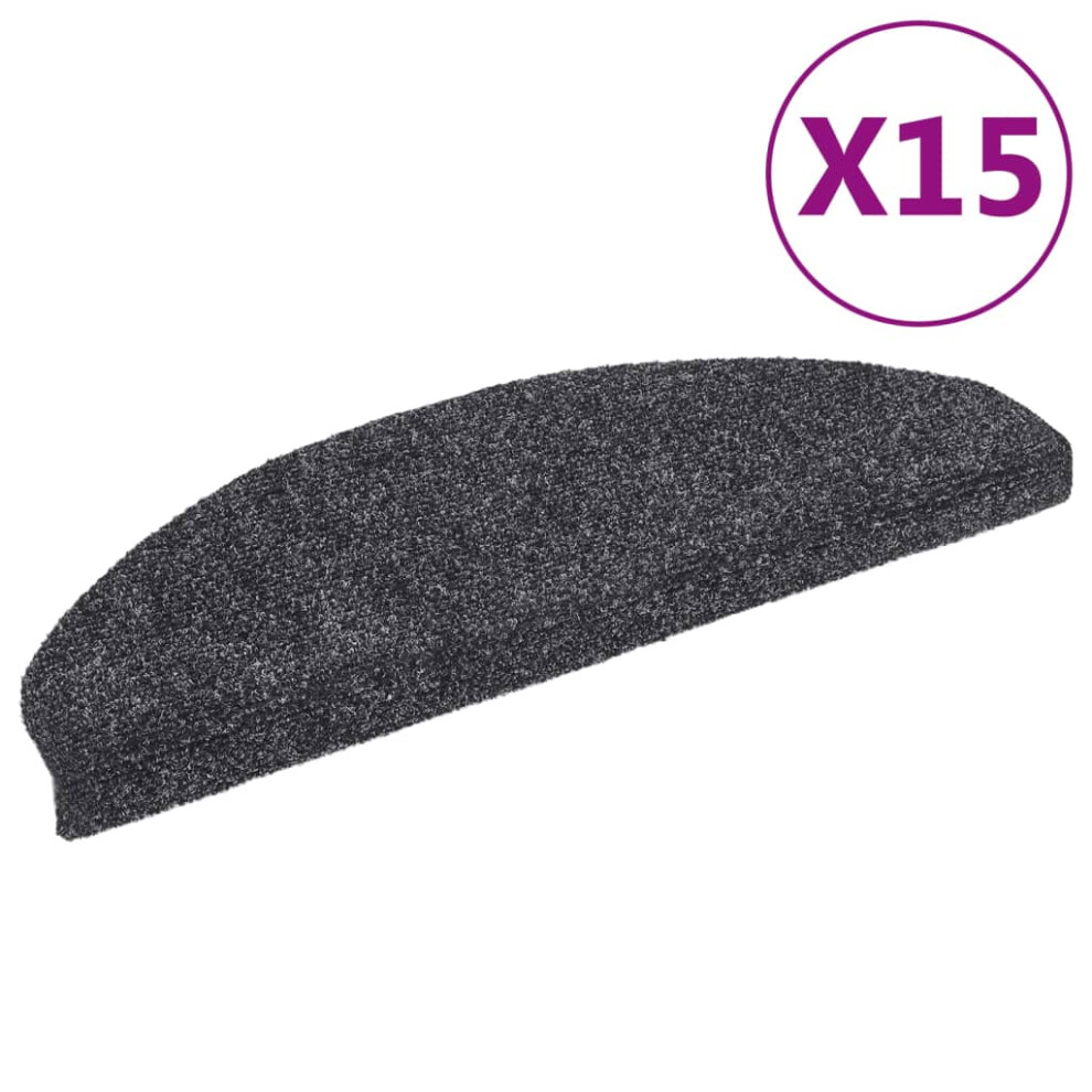 vidaXL 15x Self-adhesive Stair Mats Needle Punch 65x21x4cm Dark Grey Rugs