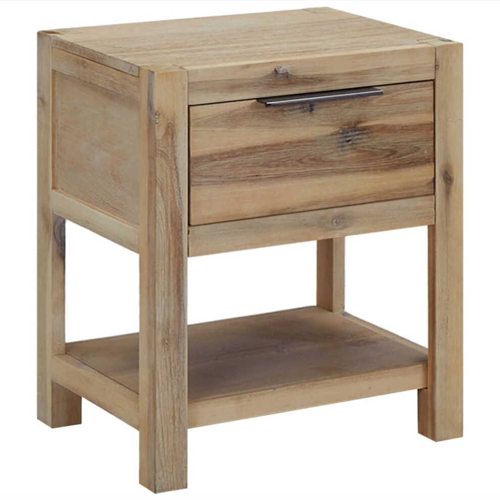 vidaXL Solid Wood Acacia Nightstand with Drawer Bedside End Table Cabinet