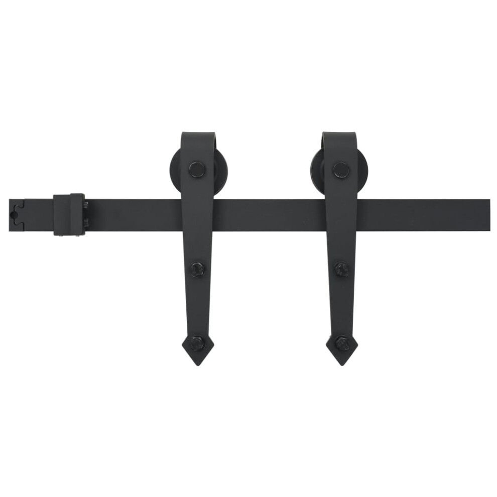 Vidaxl Sliding Door Hardware Kit 183Cm Steel Black Gate Roller Rail Accessory