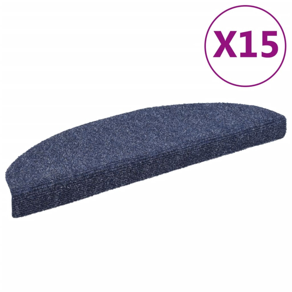 vidaXL 15x Self-adhesive Stair Mats Needle Punch 65x21x4cm Blue Tread Rugs