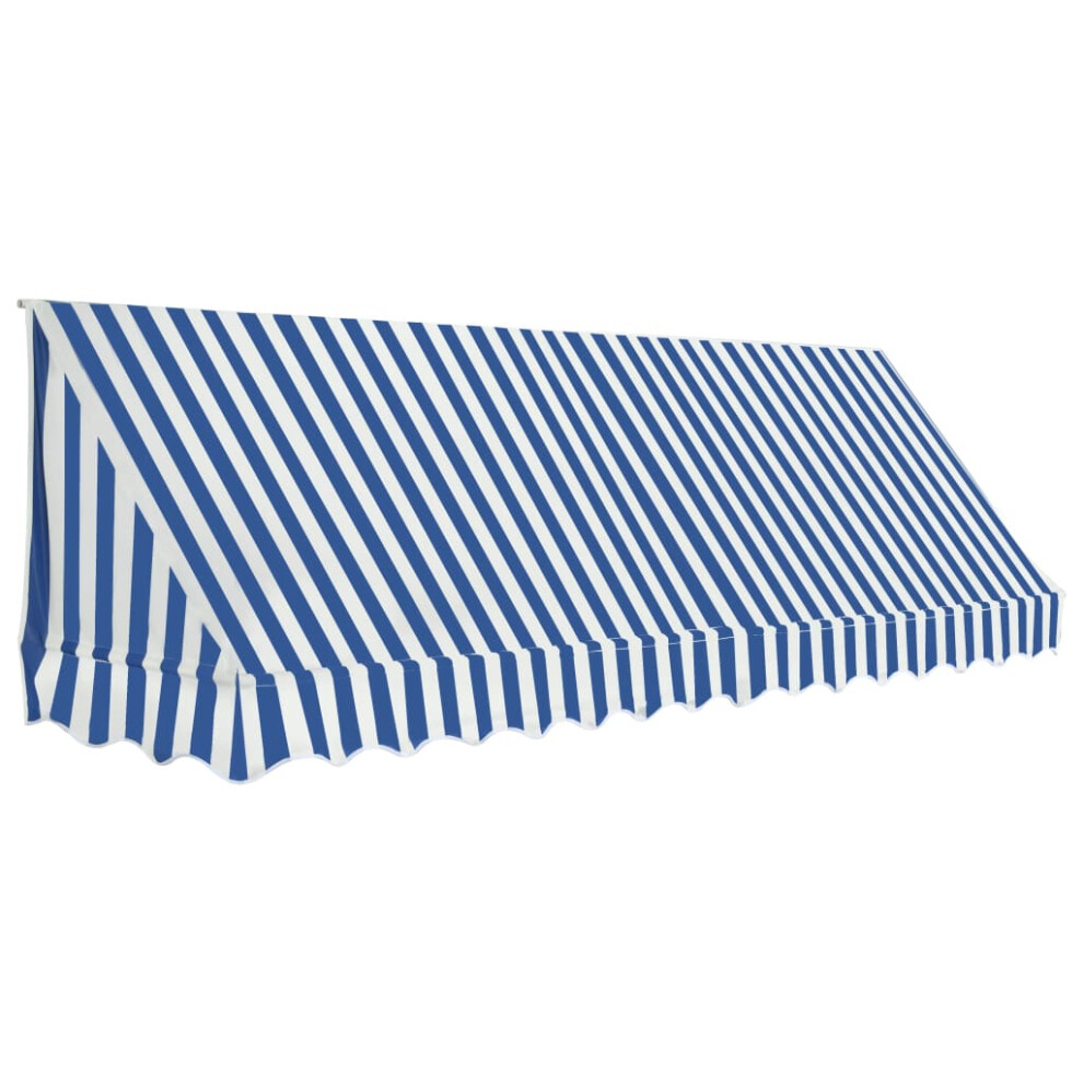 vidaXL Bistro Awning 350x120cm Blue and White Outdoor Canopy Sun Shade Shelter