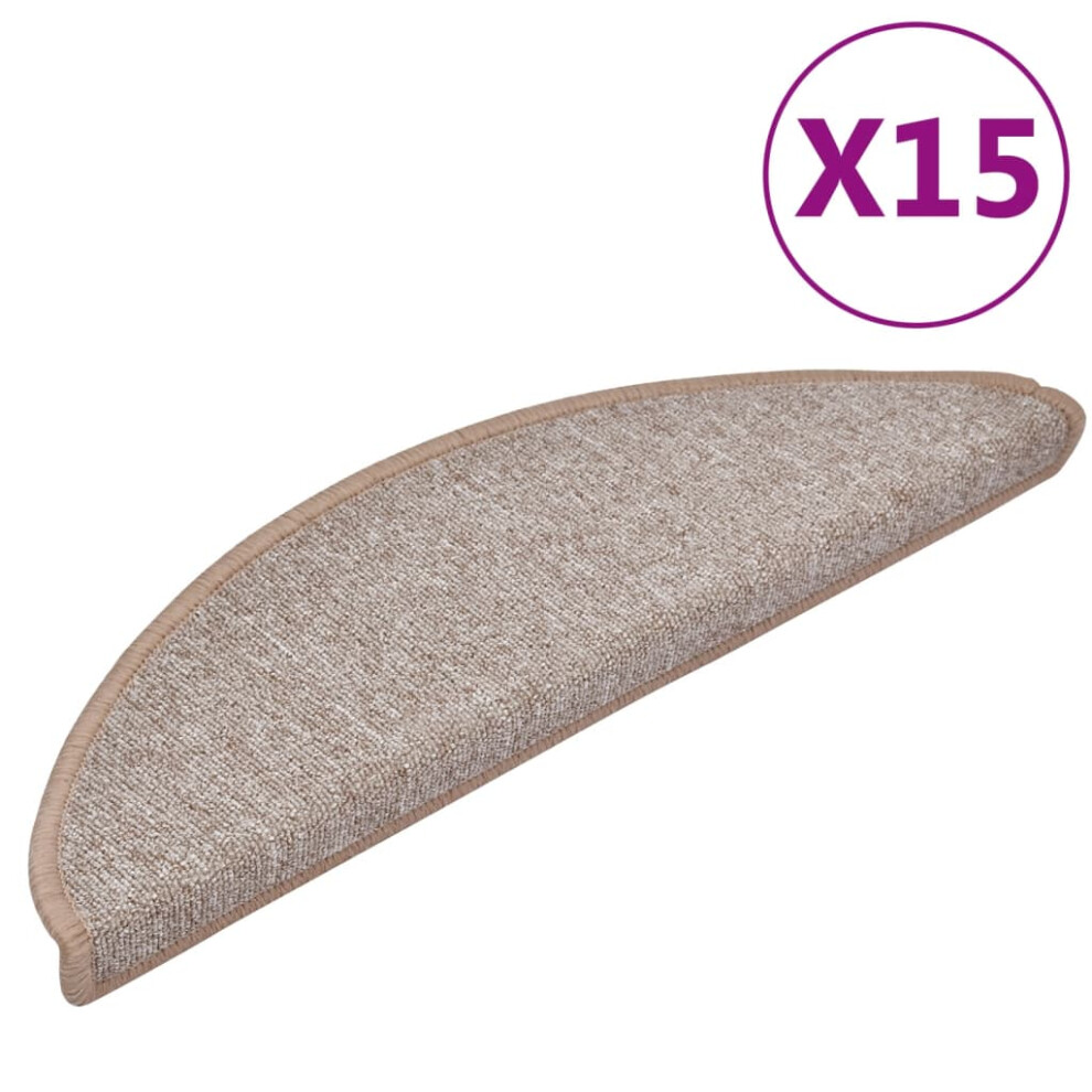 vidaXL 15x Carpet Stair Treads Light Brown 56x17cm Step Rug Protector Sheet