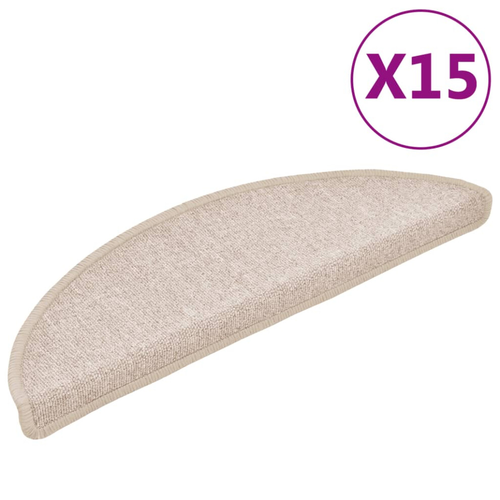 vidaXL 15x Carpet Stair Treads Taupe 56x17cm Non Slip Step Rug Protector Sheet
