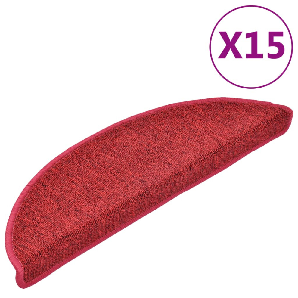 VIDAXL Carpet Stair Treads - 15 Pcs - Bordeaux Red - 56x17x3 Cm - Image 2