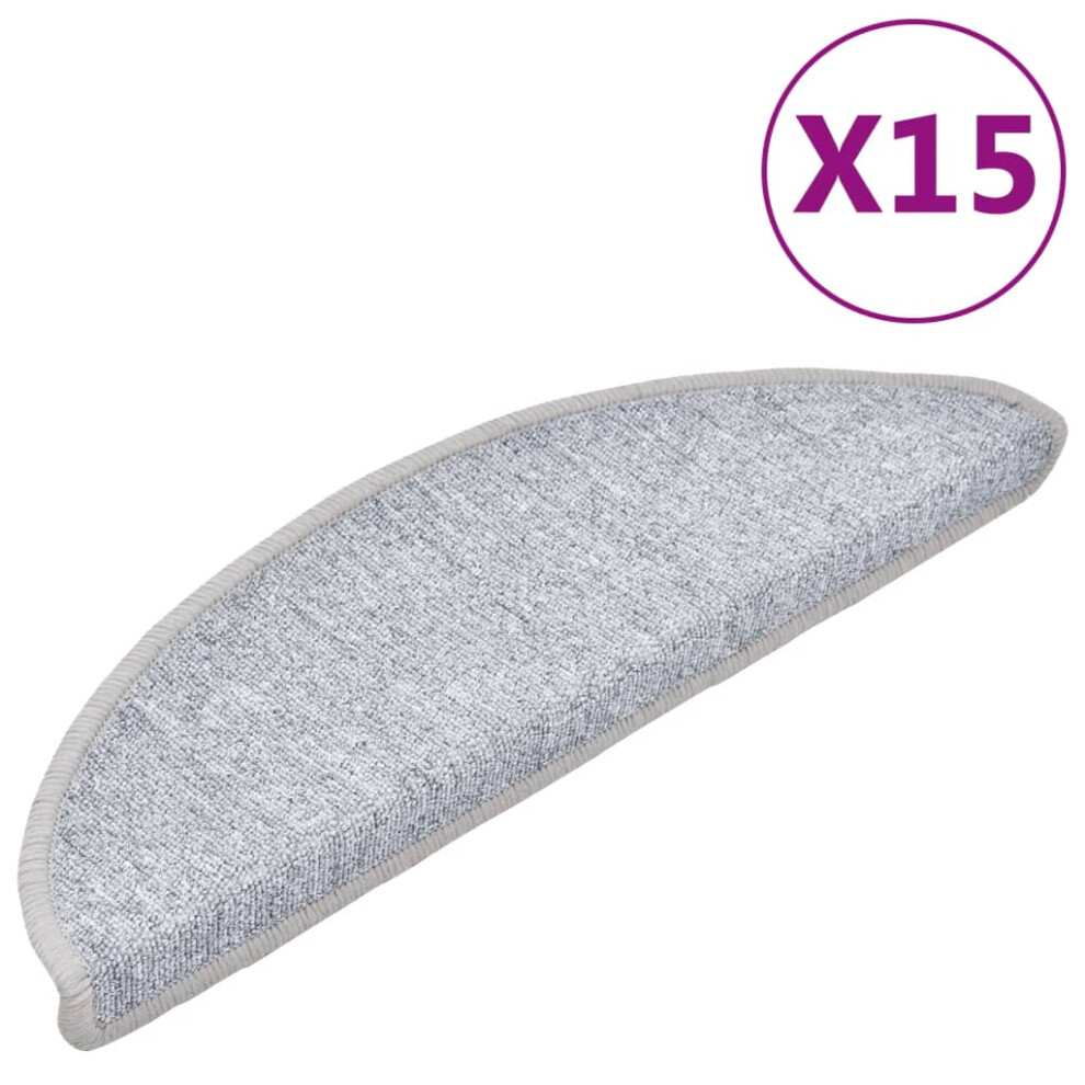 vidaXL 15x Carpet Stair Treads Light Grey 56x17cm Step Rug Protector Sheet