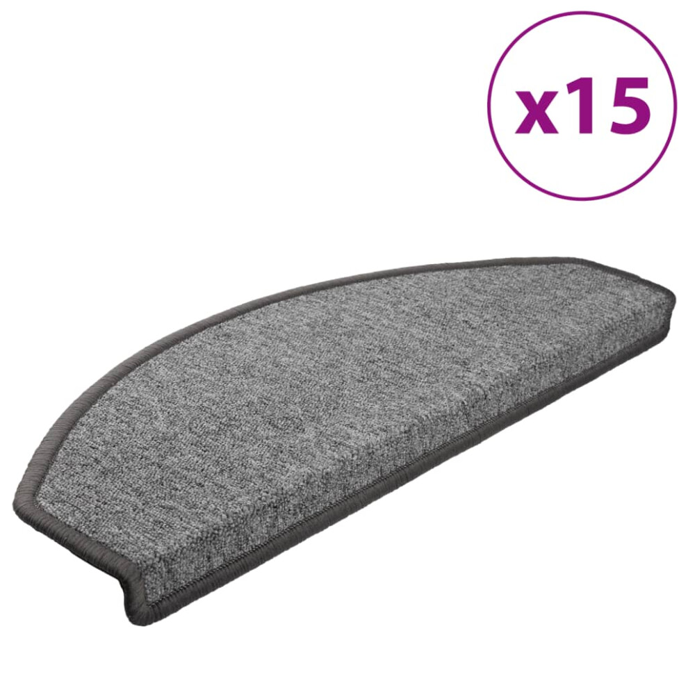 vidaXL 15x Carpet Stair Treads Dark Grey 65x24cm Step Rug Protector Sheet