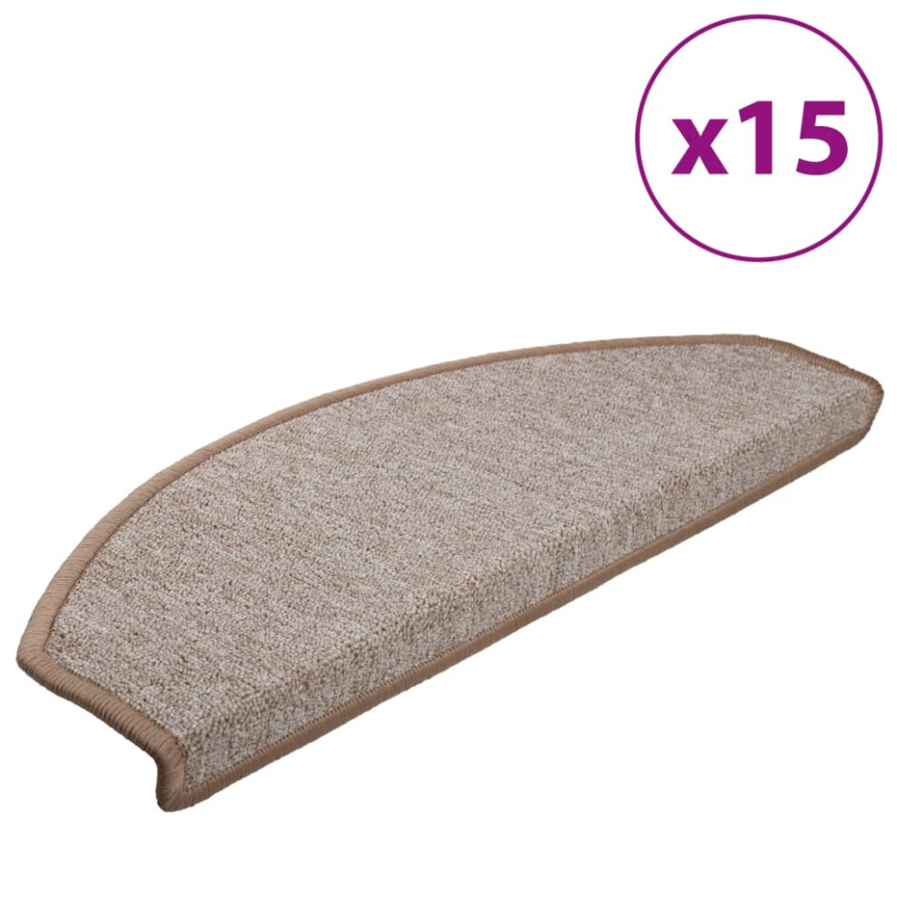 vidaXL 15x Carpet Stair Treads Light Brown 65x24cm Step Rug Protector Sheet