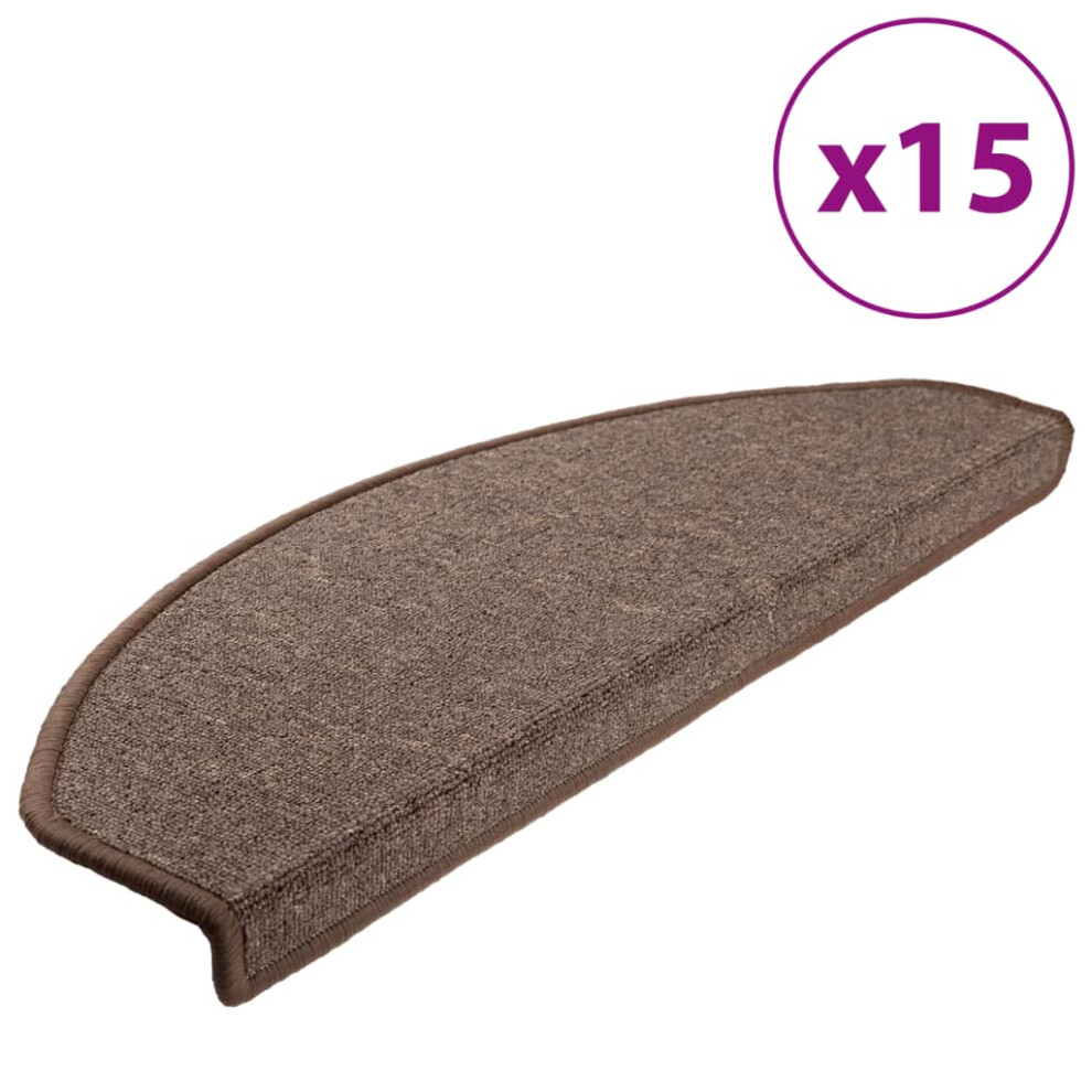 vidaXL 15x Stair Mats Coffee Brown 65x24x4cm Step Carpet Tread Rug Protector