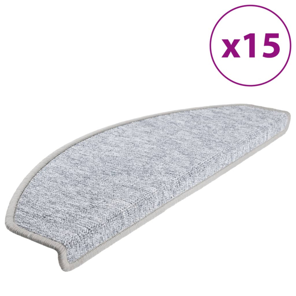 vidaXL 15x Carpet Stair Treads Light Grey 65x24cm Step Rug Protector Sheet