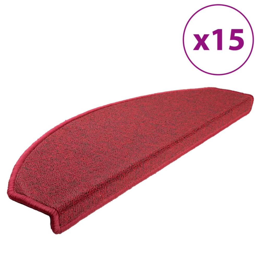 vidaXL 15x Stair Mats Bordeaux Red 65x24x4cm Step Carpet Tread Rug Protector