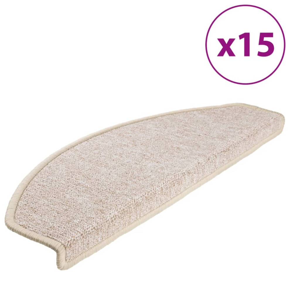 idaXL 15x Carpet Stair Treads Taupe 65x24cm Non Slip Step Rug Mat Protector