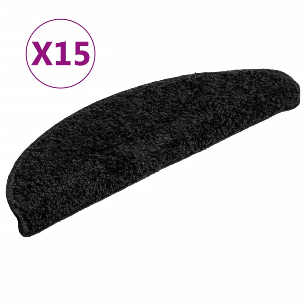 Vidaxl Carpet Stair Treads 15 Pcs Black Stair Mat Protector Runner Rug Carpet
