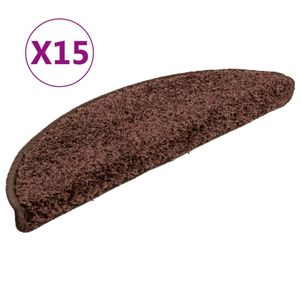 Vidaxl Carpet Stair Treads 15 Pcs Brown Stair Mat Protector Runner Rug Carpet