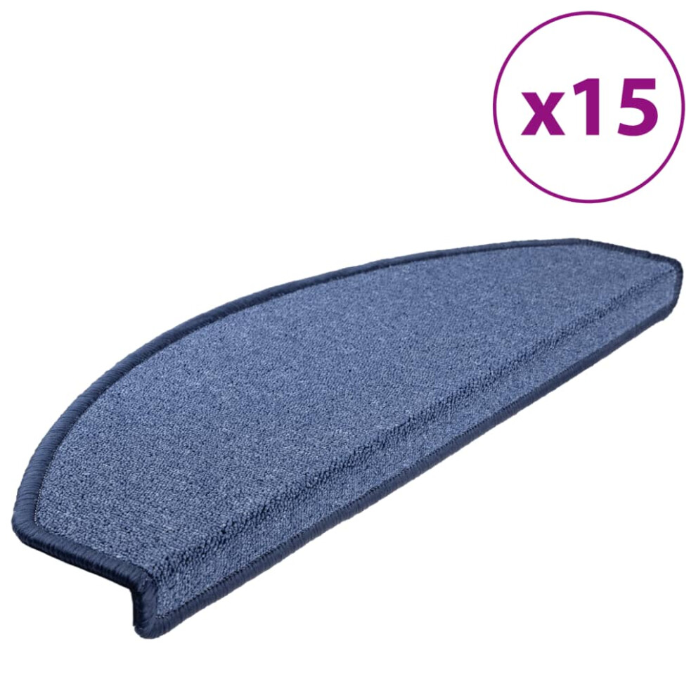 vidaXL 15x Stair Mats Blue 65x24x4cm Step Carpet Tread Rug Protector Decor