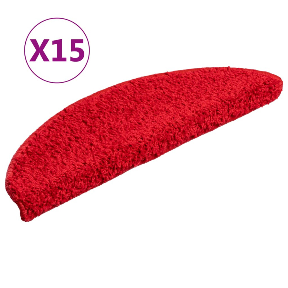 Vidaxl Carpet Stair Treads 15 Pcs Red Stair Mat Protector Runner Rug Carpet