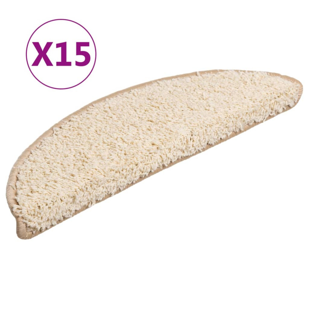 Vidaxl Carpet Stair Treads 15 Pcs Cream Stair Mat Protector Runner Rug Carpet