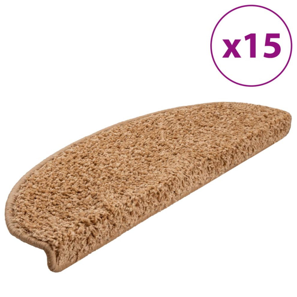 Vidaxl Carpet Stair Treads 15 Pcs Beige Stair Mat Protector Runner Rug Carpet