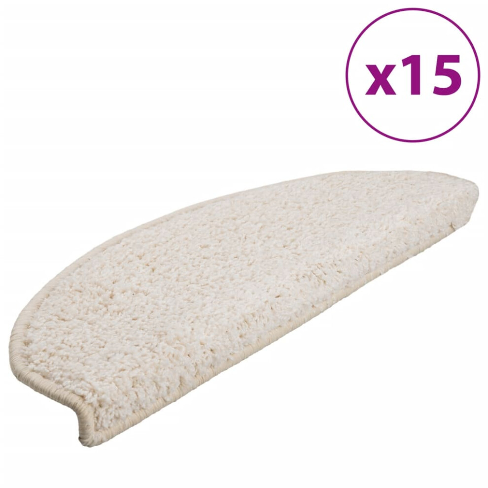 vidaXL Carpet Stair Treads 15 pcs White Stair Mat Protector Runner Rug Carpet