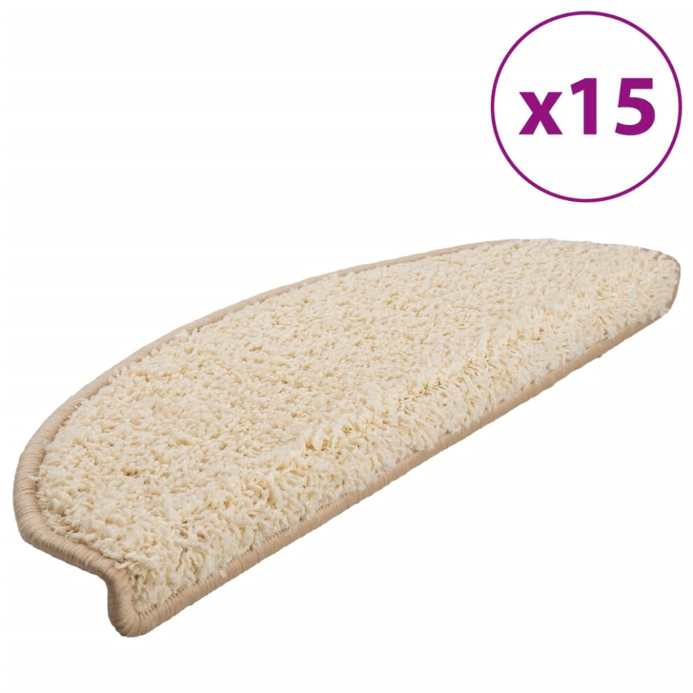 Vidaxl Carpet Stair Treads 15 Pcs Cream Stair Mat Protector Runner Rug Carpet