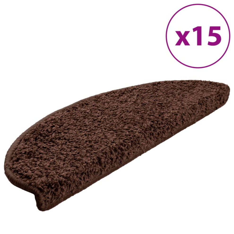 Vidaxl Carpet Stair Treads 15 Pcs Brown Stair Mat Protector Runner Rug Carpet