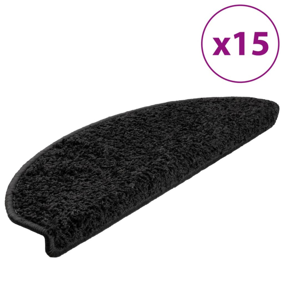 Vidaxl Carpet Stair Treads 15 Pcs Black Stair Mat Protector Runner Rug Carpet