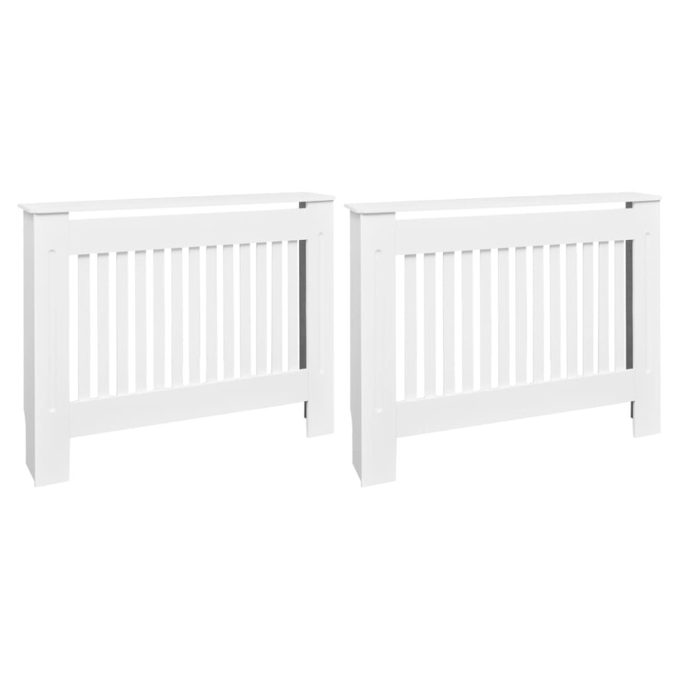 vidaXL 2x Radiator Covers White MDF 112cm Heating Shelf Cabinet Accessory