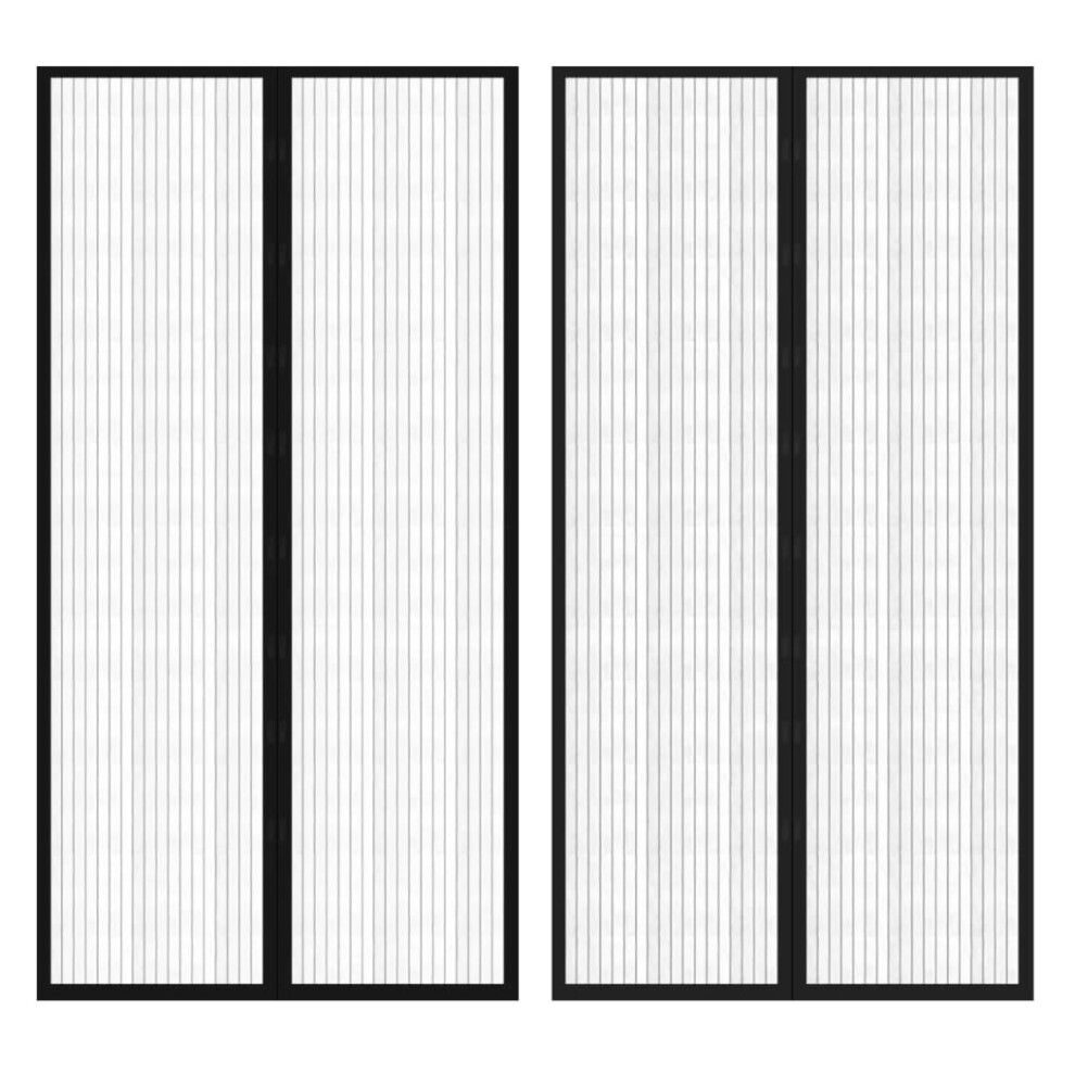 vidaXL Insect Door Curtain Mosquito Mesh Net Insect Screen 2 pcs Magnet Black