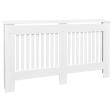 vidaXL Radiator Cover Heating Cabinet 152cm White MDF Home Wall Heater Shelf