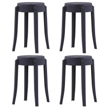 vidaXL 4x Stackable Stools Black Plastic Kitchen Dining Room Counter Seat
