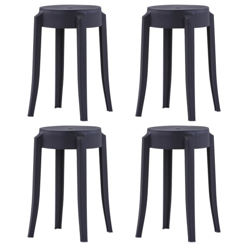 VidaXL vidaXL 4x Stackable Stools Black Plastic Kitchen Dining Room Counter Seat