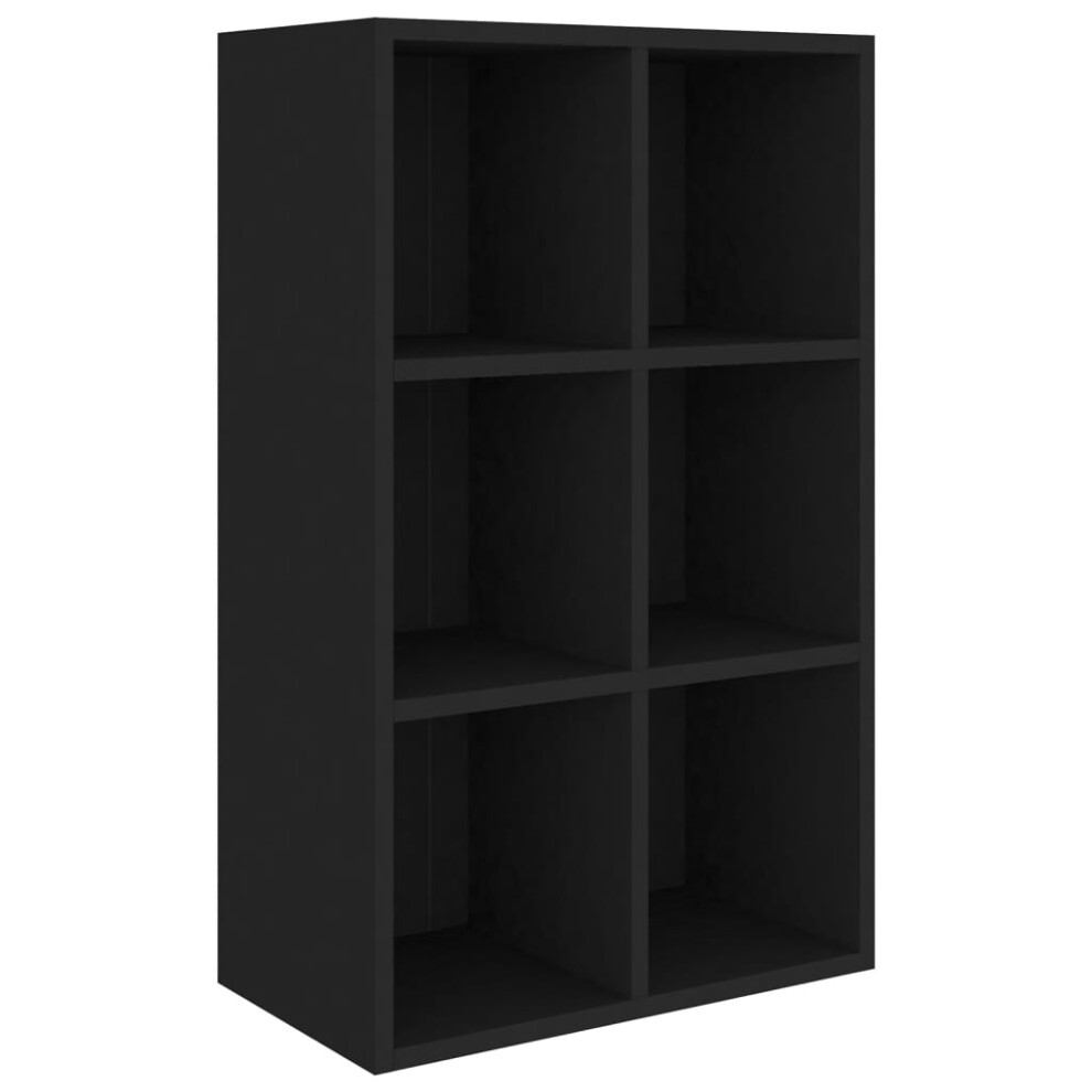 vidaXL Book Cabinet/Sideboard Black Engineered Wood Bookshelf Highboard Rack