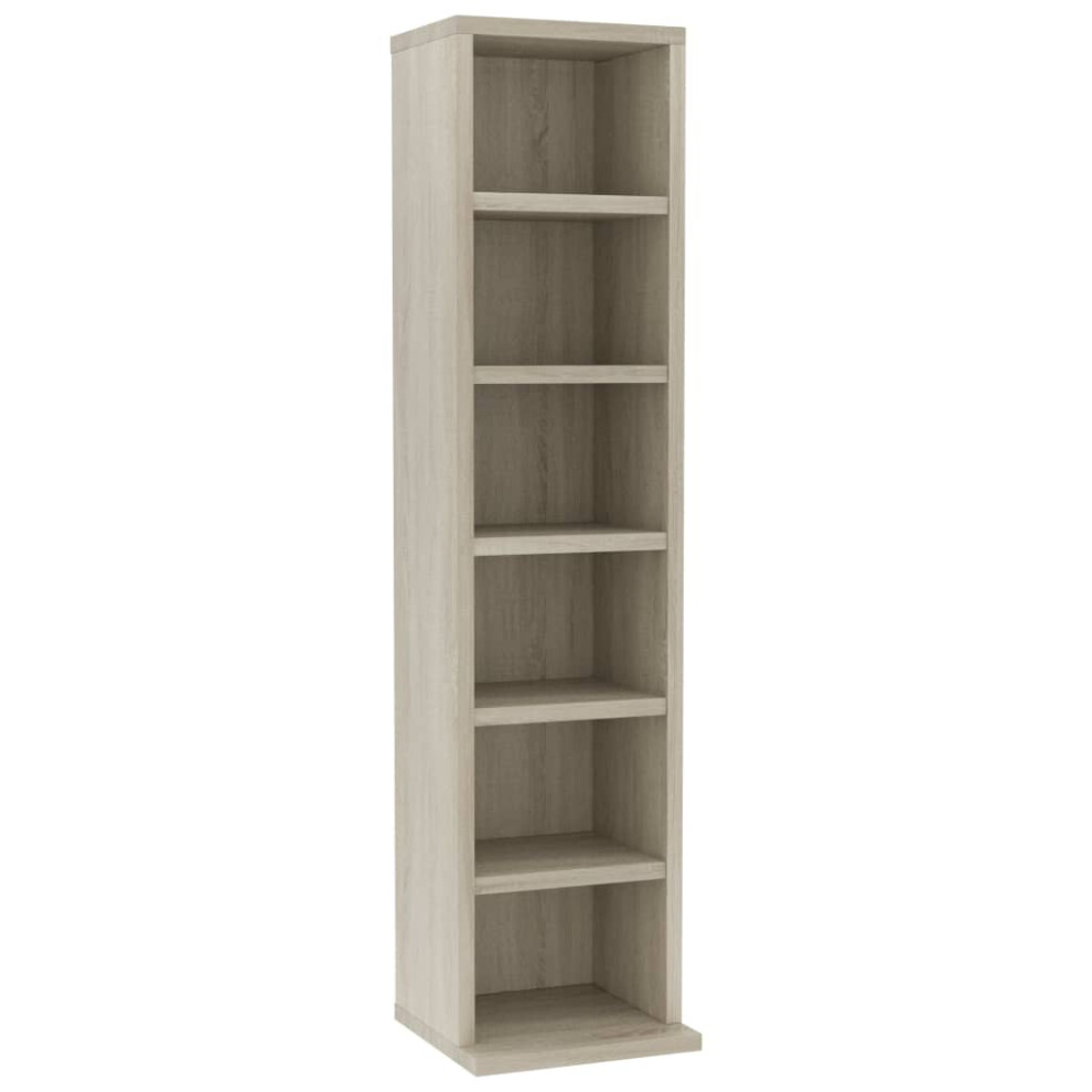 vidaXL CD Cabinet Sonoma Oak 21x20x88 cm Engineered Wood Storage Organiser