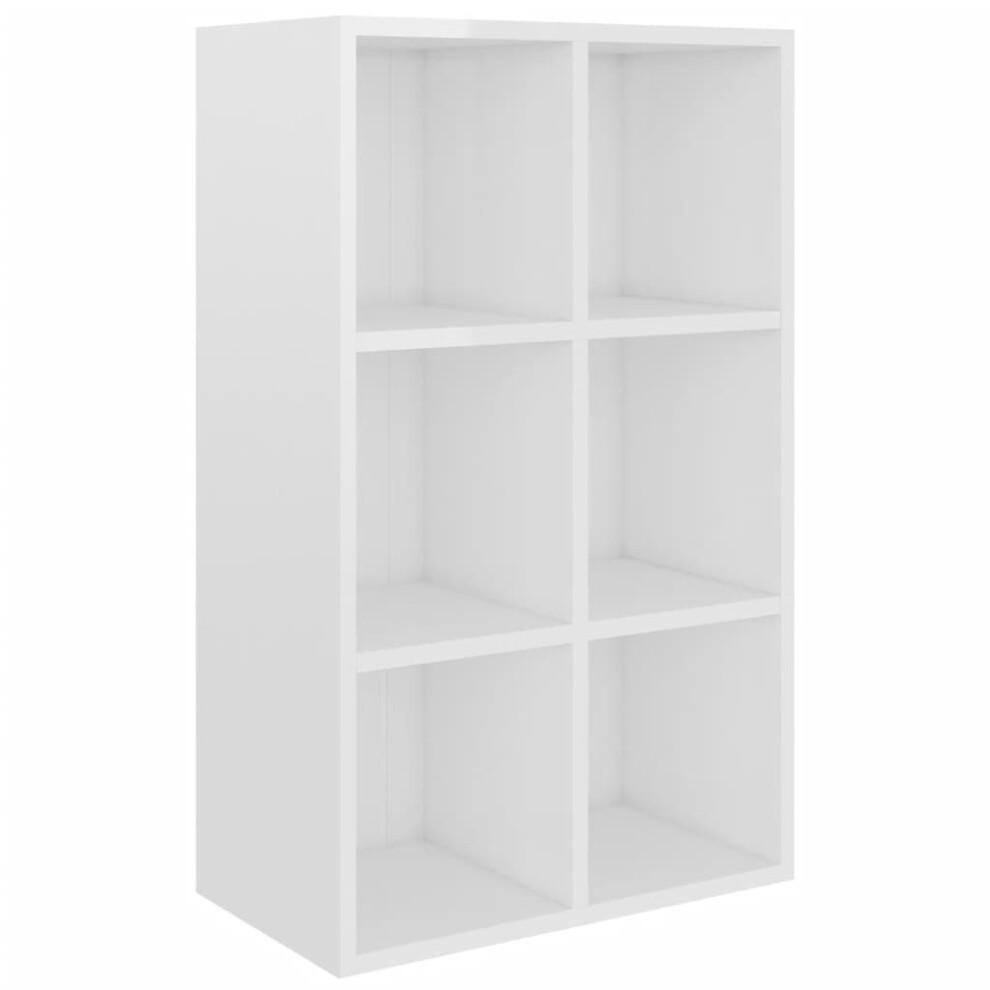 vidaXL Book Cabinet/Sideboard High Gloss White Engineered Wood Bookshelf Rack