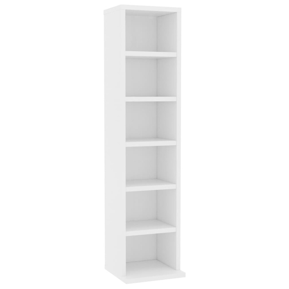 vidaXL CD Cabinet White 21x20x88 Cm Engineered Wood Storage Organiser Shelf