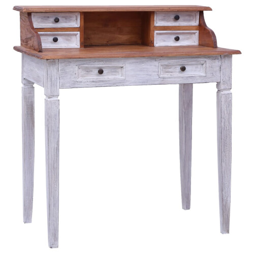 VidaXL vidaXL Writing Desk with Drawers Writing Table Study Desk Solid Mahogany Wood