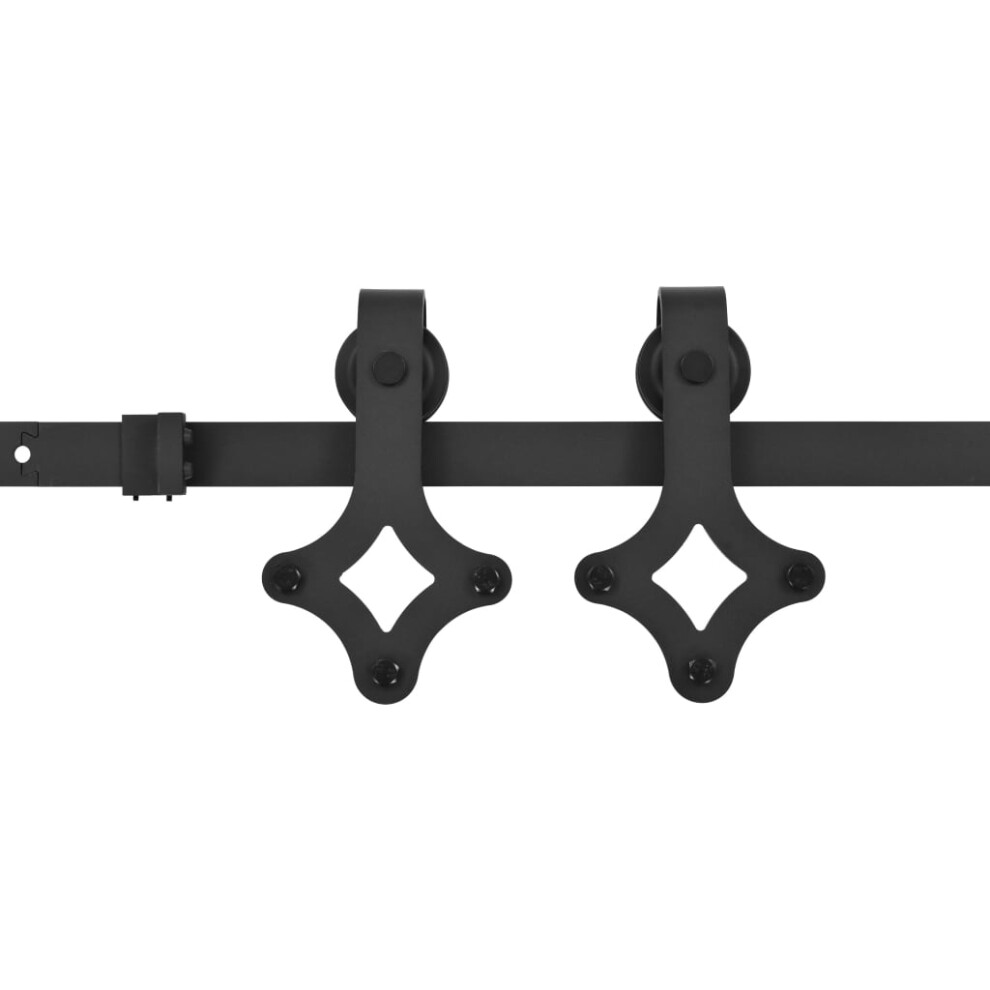 Vidaxl Sliding Door Hardware Kit Sliding Rail Door Track Kit Skien Steel Black 8719883691367