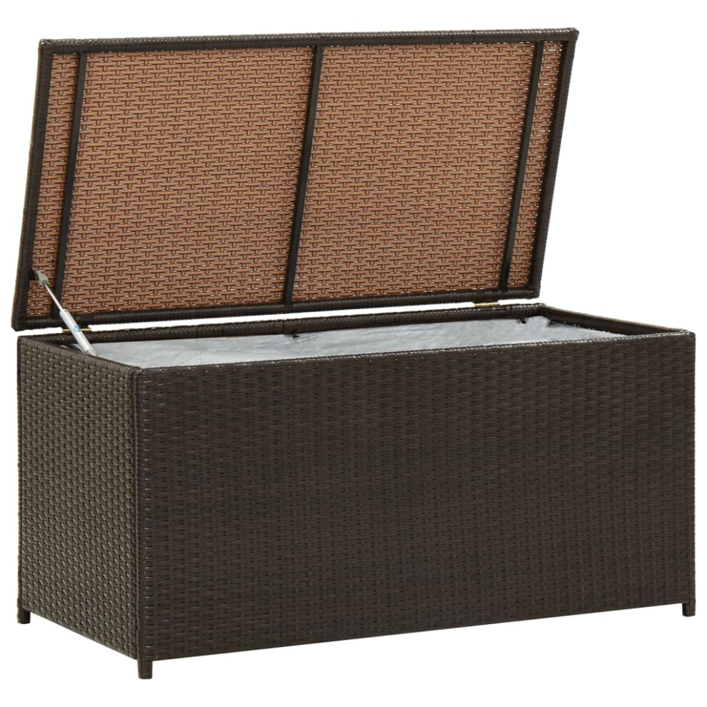 vidaXL Garden Storage Box Poly Rattan Brown 100cm Chest Blanket Box Bench-image-OPC-P5ZCNWG-NEW