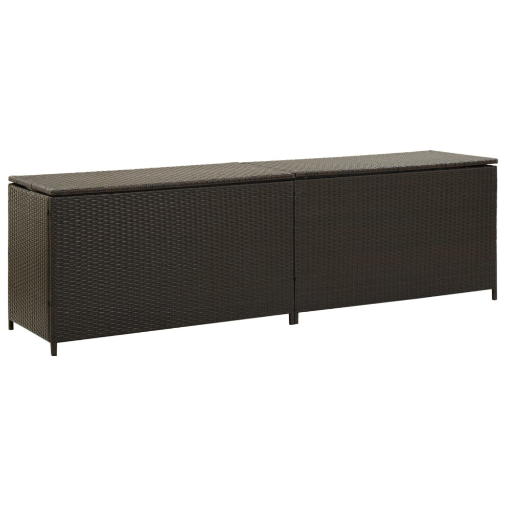 vidaXL Garden Utility Storage Box Bench Container Chest Shed Poly Rattan Brown