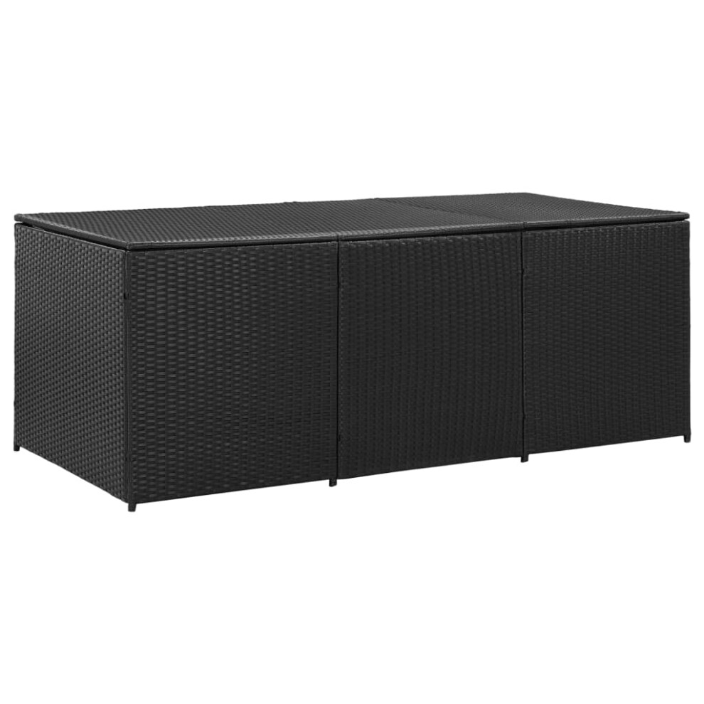 vidaXL Garden Utility Storage Box Bench Container Chest Shed Poly Rattan Black