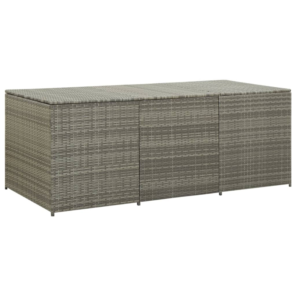 vidaXL Garden Storage Box Poly Rattan Grey Outdoor Garden Cushion Boxes Bench
