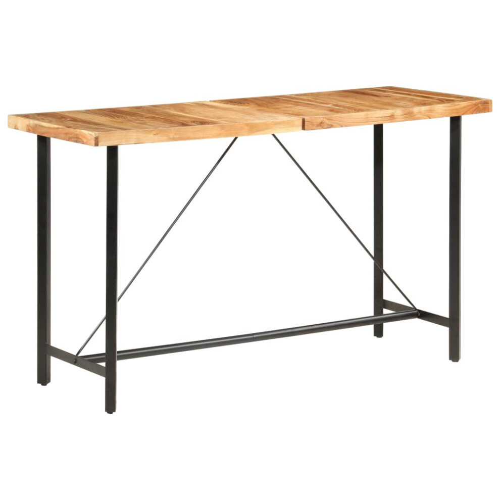 VIDAXL Bar Table 180x70x107 cm Solid Acacia Wood with Steel Legs for Kitchen and Dining Room - Image 2