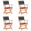 vidaXL 4x Solid Eucalyptus Wood Folding Garden Chairs Black Textilene Seating 1