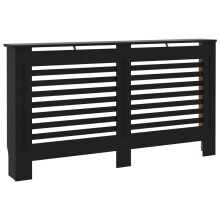 vidaXL Black MDF Radiator Cover with Slatted Grill Cabinet & Shelf – 152x19x81.5 cm (288186)