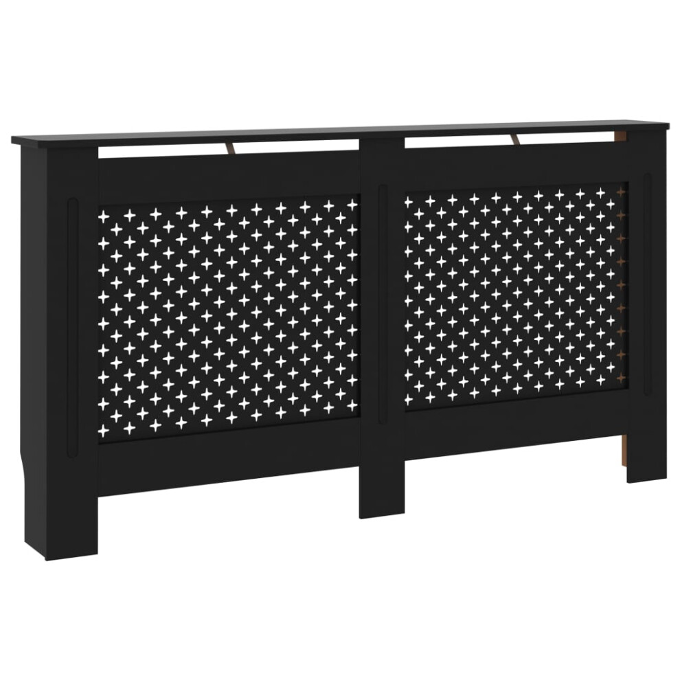 Vidaxl Radiator Cover Black Mdf Wood Grill Cabinet Heater Shelf Heating Unit 8719883835396