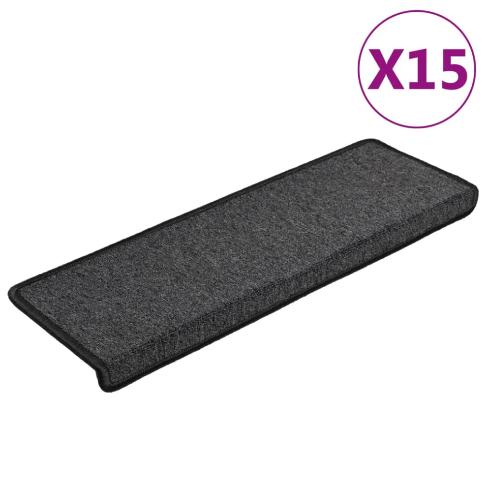 vidaXL Carpet Stair Treads Stair Mat Stair Protector Rug 15 pcs Anthracite