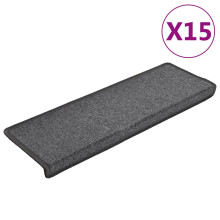 vidaXL Carpet Stair Treads Stair Mat Stair Protector Rug 15 pcs Dark Grey